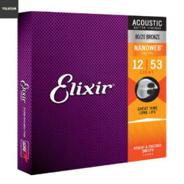 Encordoamento Elixir .012 Light Bronze 80/20 Nanoweb para Violão Aço – 11052