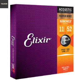 Encordoamento Elixir .011 Custom Light Phosphor Bronze Nanoweb para Violão Aço – 16027