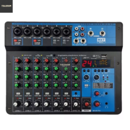 Mesa de Som 8 Canais Interface 24 Efeitos Bluetooth MXT 8T