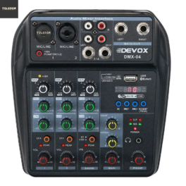 Mesa de Som 04 Canais Devox DMX-04 Bluetooth Interface Gravação USB
