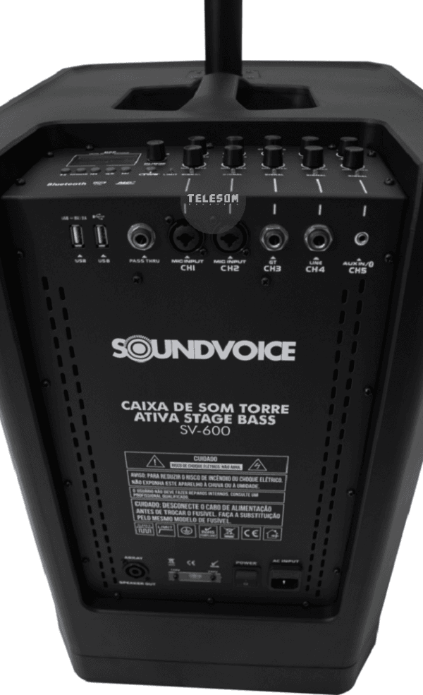 Sistema de Caixa de Som Torre Ativa Soundvoice Stage Bass SV-600 - Image 4